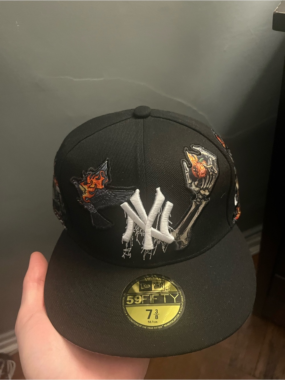 New Era Black NY Embroidered 59FIFTY Fitted Cap 7 3/8